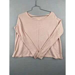 Billabong Essentials Pink Open Slit Back Long Sleeve Knit Top Womens Medium